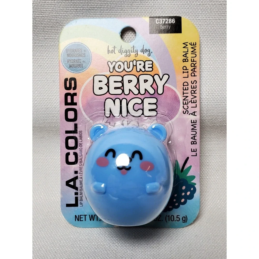 Set‎ Of 2-LA Colors Cute Animal Hydrating Lip Balm Berry Nice & You're Peachy